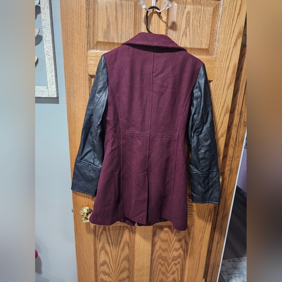 Michael Kors Burgundy and Black Leather Jacket - Picture 2 of 3
